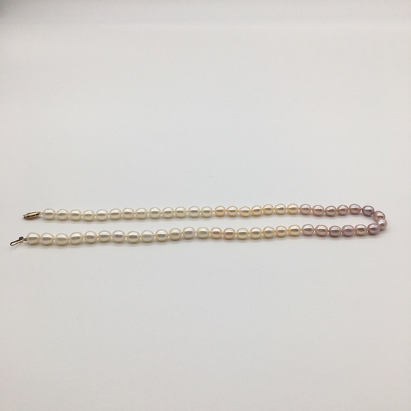 Natural Pearls fresh water multicolor necklace 14K gold clasp hand knotted - Picture 8 of 16